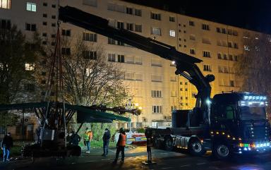 Manutention nocturne d'un manège à Périgueux