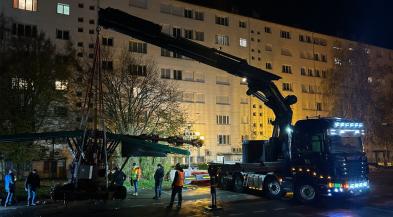 Manutention nocturne d'un manège à Périgueux